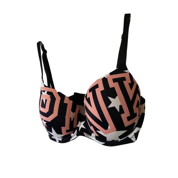 Victoria Secret PINK logo printed‎ underwire lightly padded Bra Sz 32DD - Picture 2 of 10